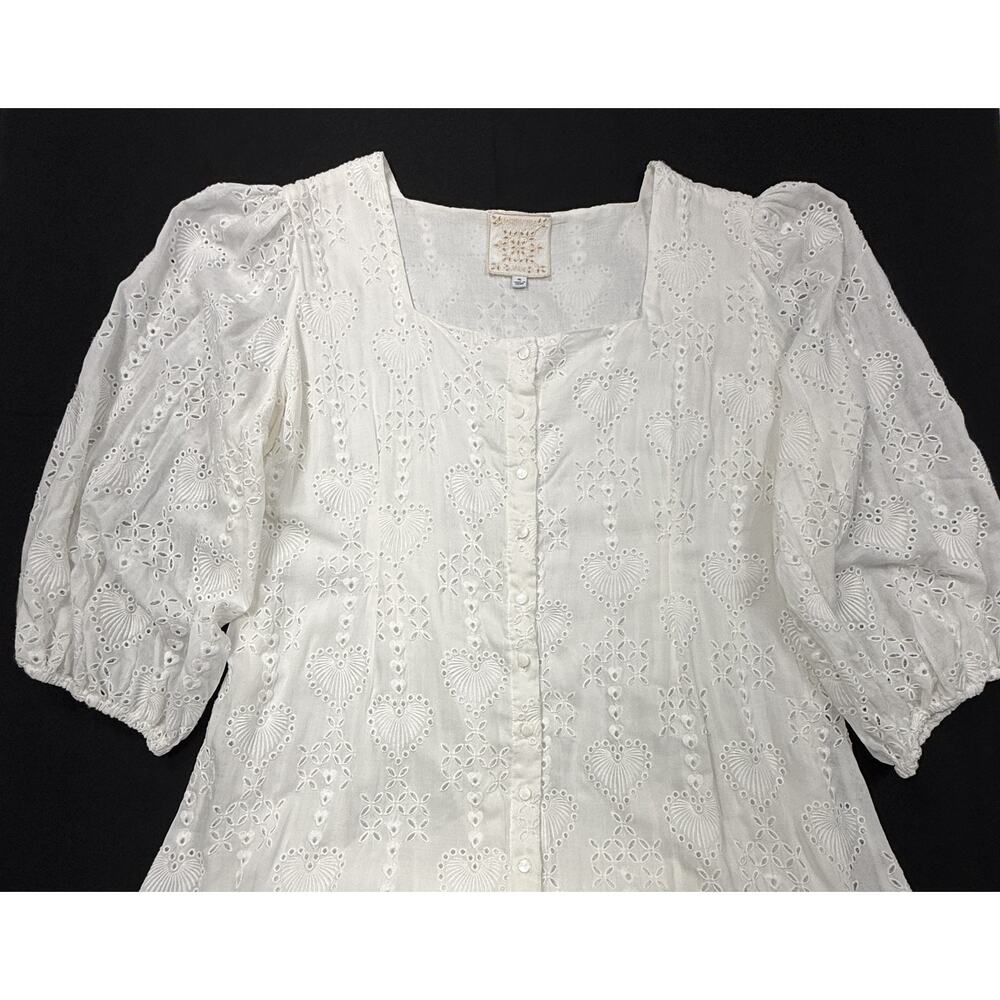 Johnny Was Women's Jade White Eyelet Tiered shift Dress Size XL - Picture 4 of 12